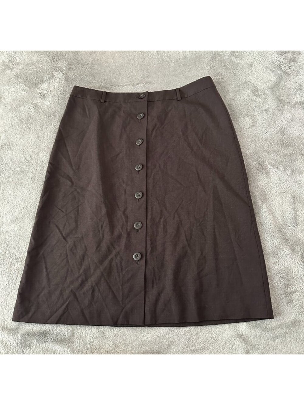 J. Jill Brown 100% Wool Button Front Skirt Women's size 16 Minimalist Capsule